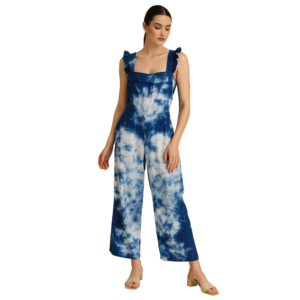 “Tie-dye boho jumpsuit with ruffled straps women – Jhanvi Fashion”