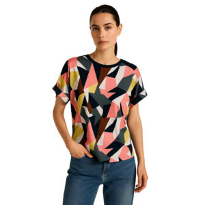 “Colourful geometric print top women – Jhanvi Fashion”