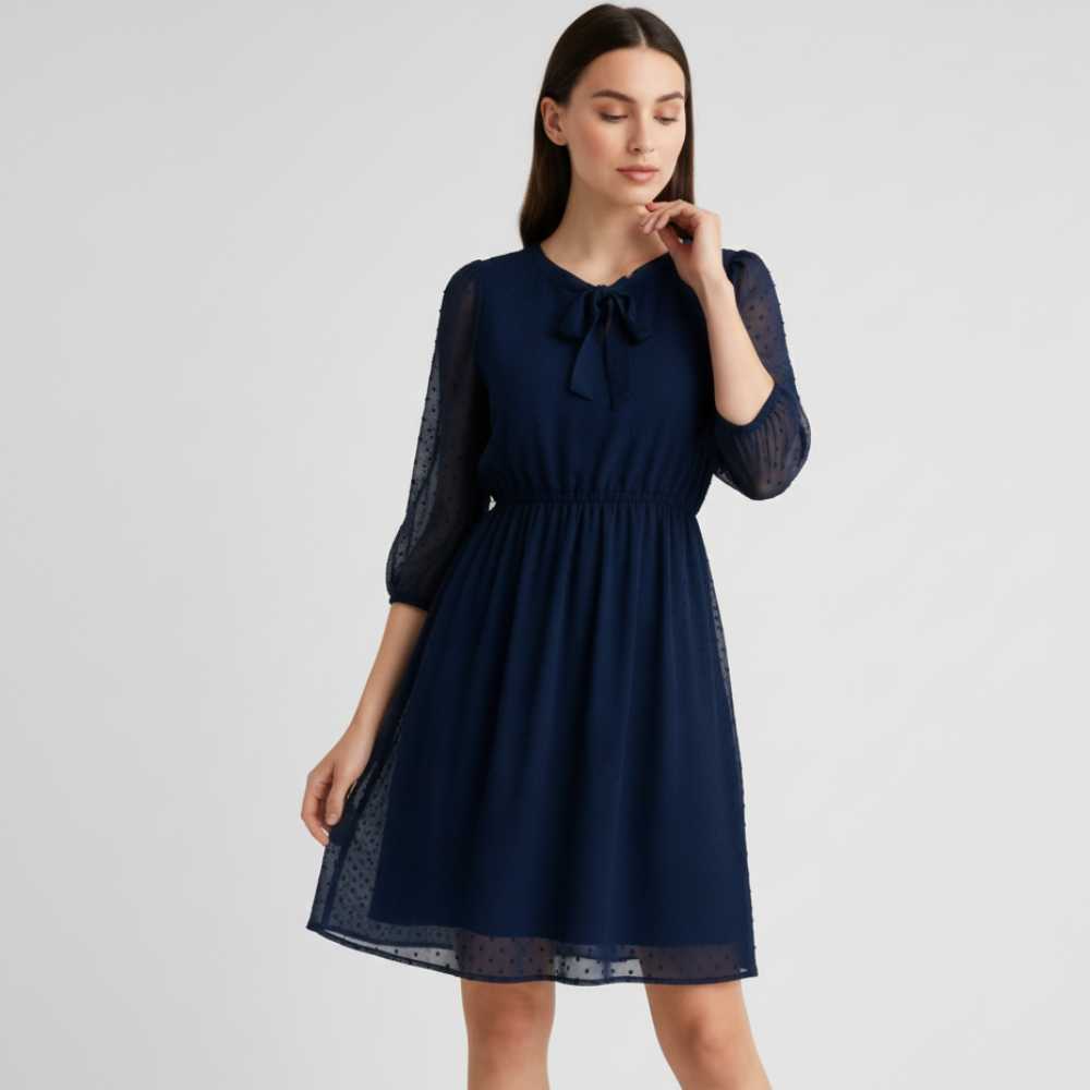 Casual Dark Blue Midi Dress - Image 5