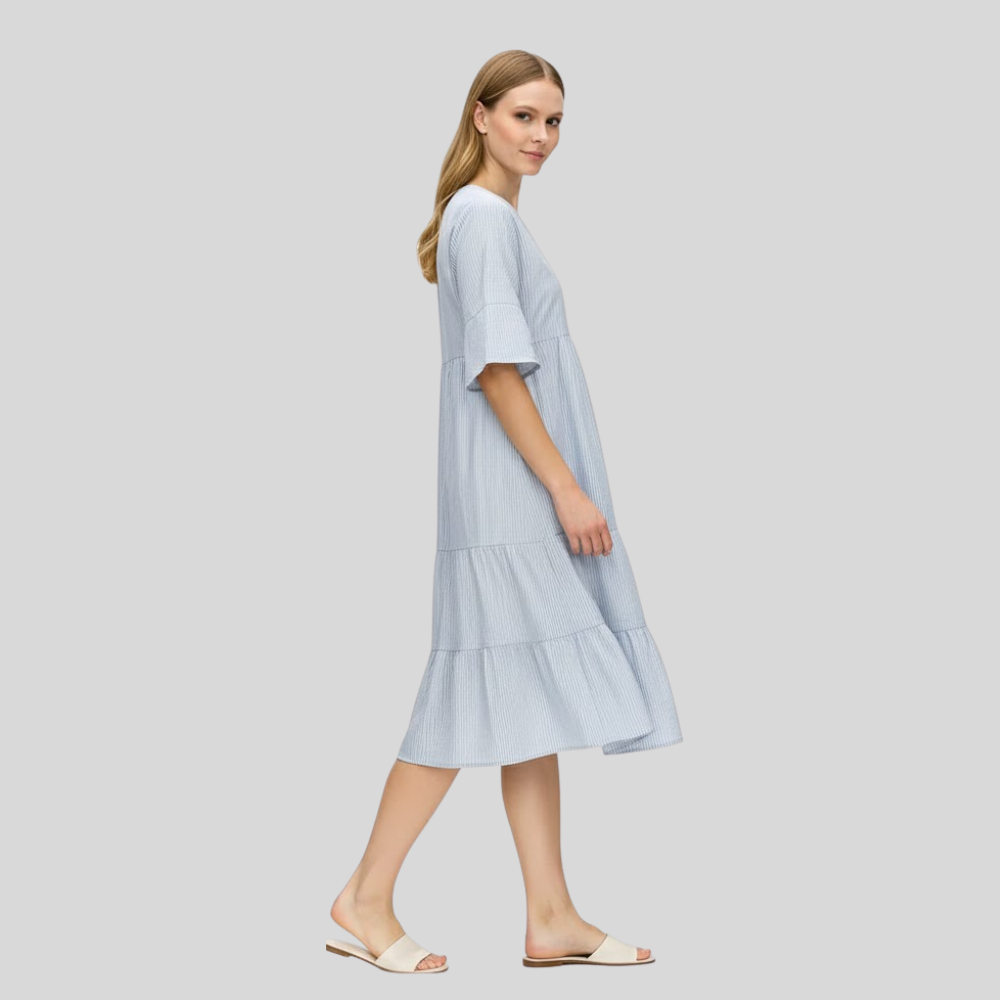 Casual Light Blue Chakes Midi Dress - Image 2