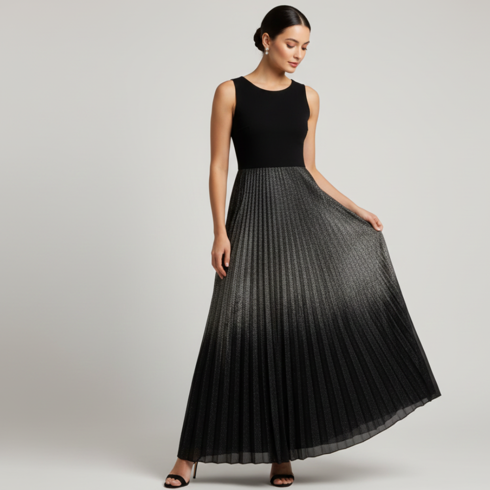 Elegant And Edgy Black And White Maxi Dress - Image 2