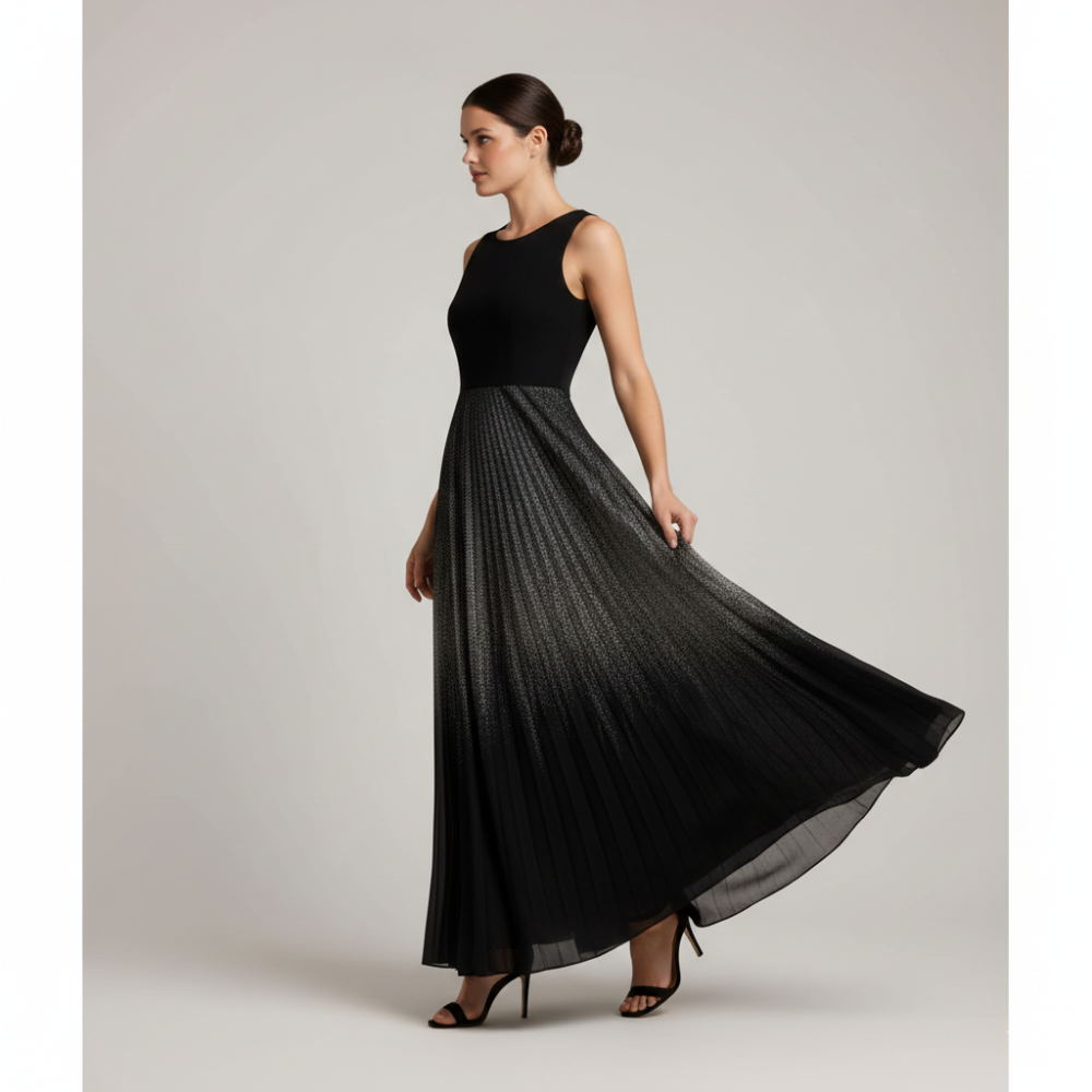 Elegant And Edgy Black And White Maxi Dress - Image 3