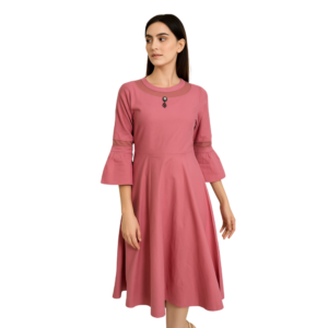 “Elegant pastel pink midi dress for women – Jhanvi Fashion”