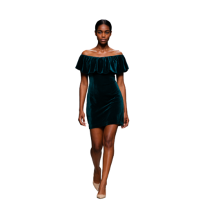 “Velvet off-shoulder dress women – luxurious edgy style – Jhanvi Fashion”