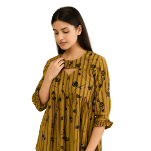 “Mustard yellow floral boho top women – Jhanvi Fashion”