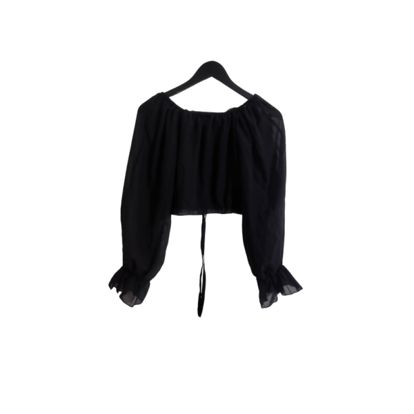 Effortless Chic With This Sheer Black Off-The-Shoulder Crop Top