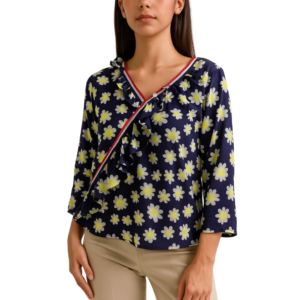 “Blue-green floral print top women – Jhanvi Fashion”