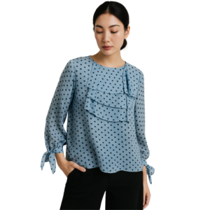 “Light blue polka dot ruffled top women – Jhanvi Fashion”