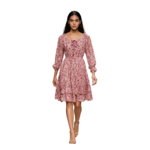 “Chiffon floral dress square neckline women – flowy & romantic – Jhanvi Fashion”