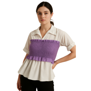 “Purple and white short top women – Jhanvi Fashion”