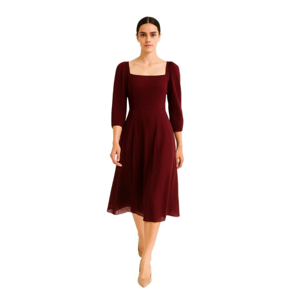 “Simple maroon midi dress for women – Jhanvi Fashion”