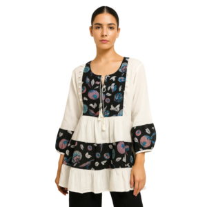 “White and blue casual top women – Jhanvi Fashion”