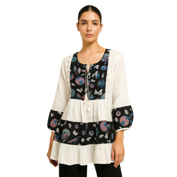 “White and blue casual top women – Jhanvi Fashion”