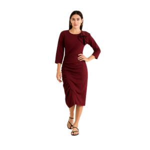 Maroon bodycon midi dress for women – Jhanvi Fashion