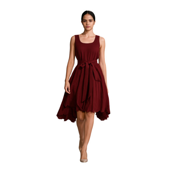 “Sleeveless maroon midi dress for women – Jhanvi Fashion”