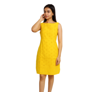“Yellow eyelet dress women – sunny stylish eyelet dress – Jhanvi Fashion”