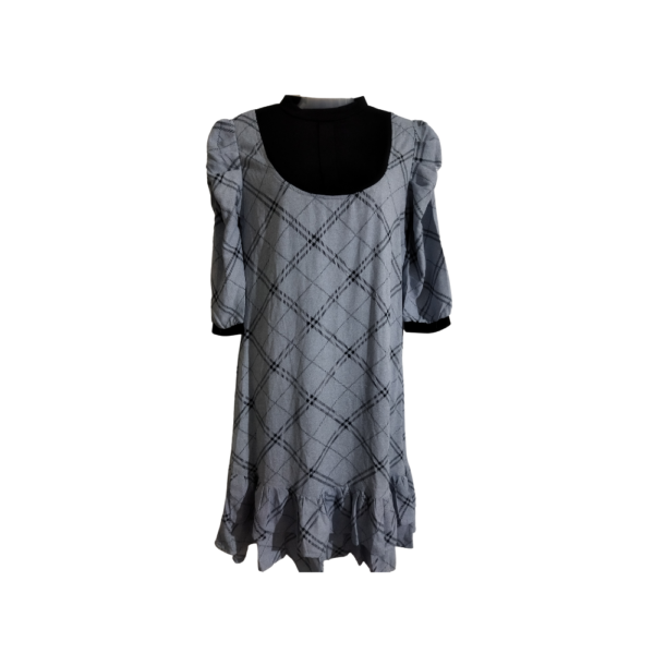 Trendy And Chic Plaid Mock Neck Dress