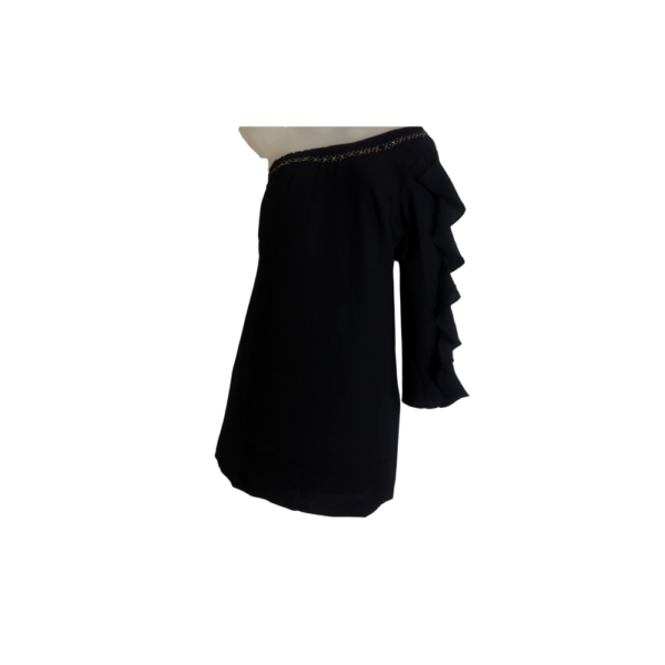Edgy Chic Off-The-Shoulder Dress With Ruffled Sleeves