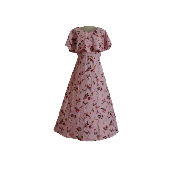 flower print long light pink dress