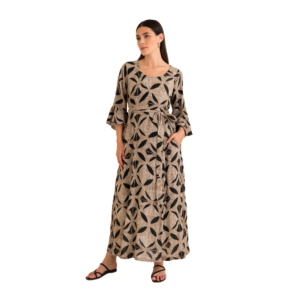 “Bohemian geometric maxi dress women – flowing chic style – Jhanvi Fashion”