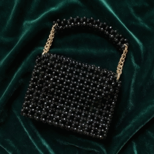 Midnight Noir Crystal Beaded Luxury Handbag
