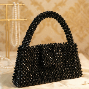 Midnight Noir Crystal Beaded Mini Handbag