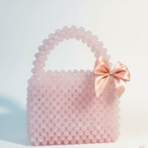 Rosé Bow Crystal Beaded Mini Handbag