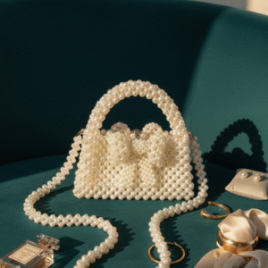 Pearl Bloom Luxury Beaded Mini Handbag – Ivory White