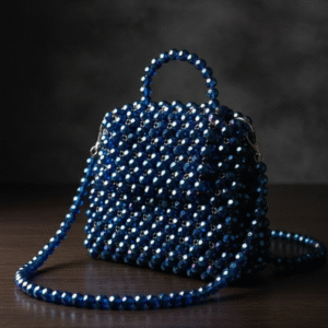 Royal Midnight Blue Crystal Beaded Luxury Mini Handbag