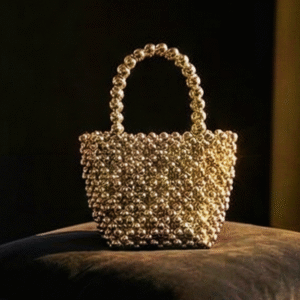 Silver Luxe Metallic Beaded Designer Mini Handbag