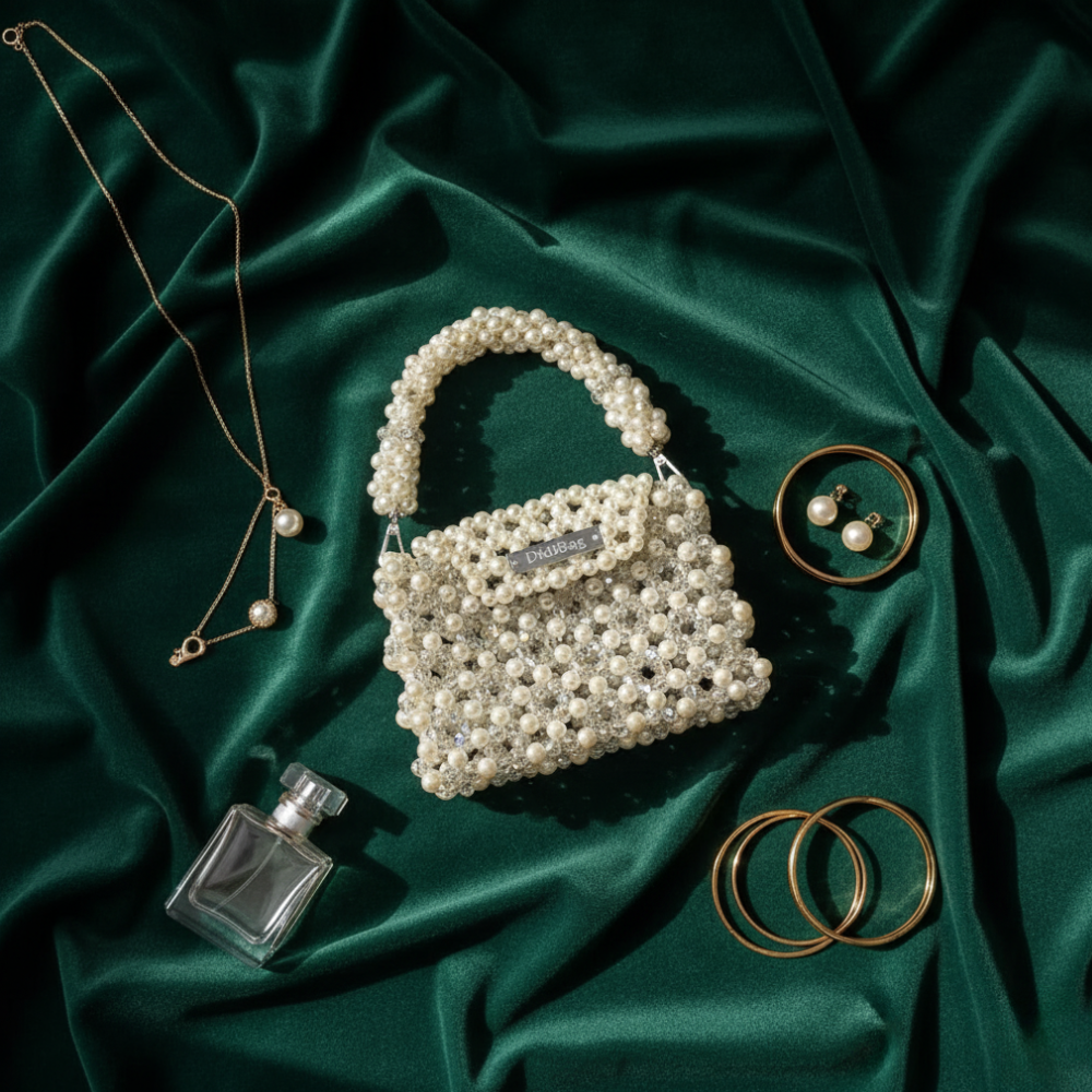 Royal Pearl Crystal Beaded Luxury Handbag - Image 2