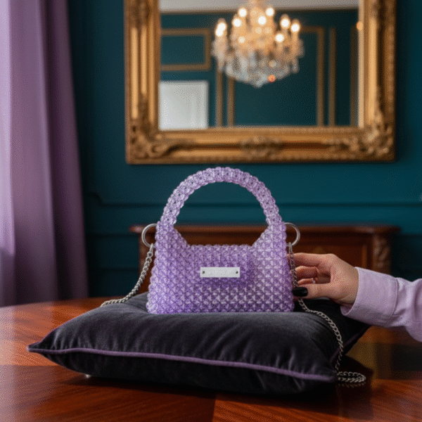 Lavender Aura Crystal Beaded Mini Handbag