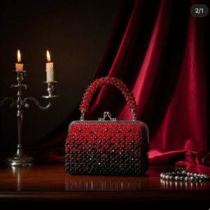 Crimson Noir Crystal Beaded Mini Handbag