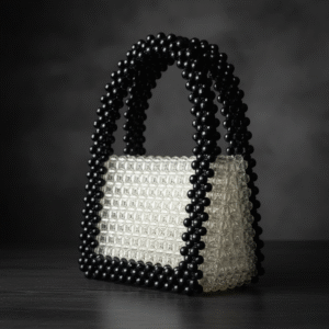 Crystal Noir Luxury Beaded Mini Handbag – Black & Silver