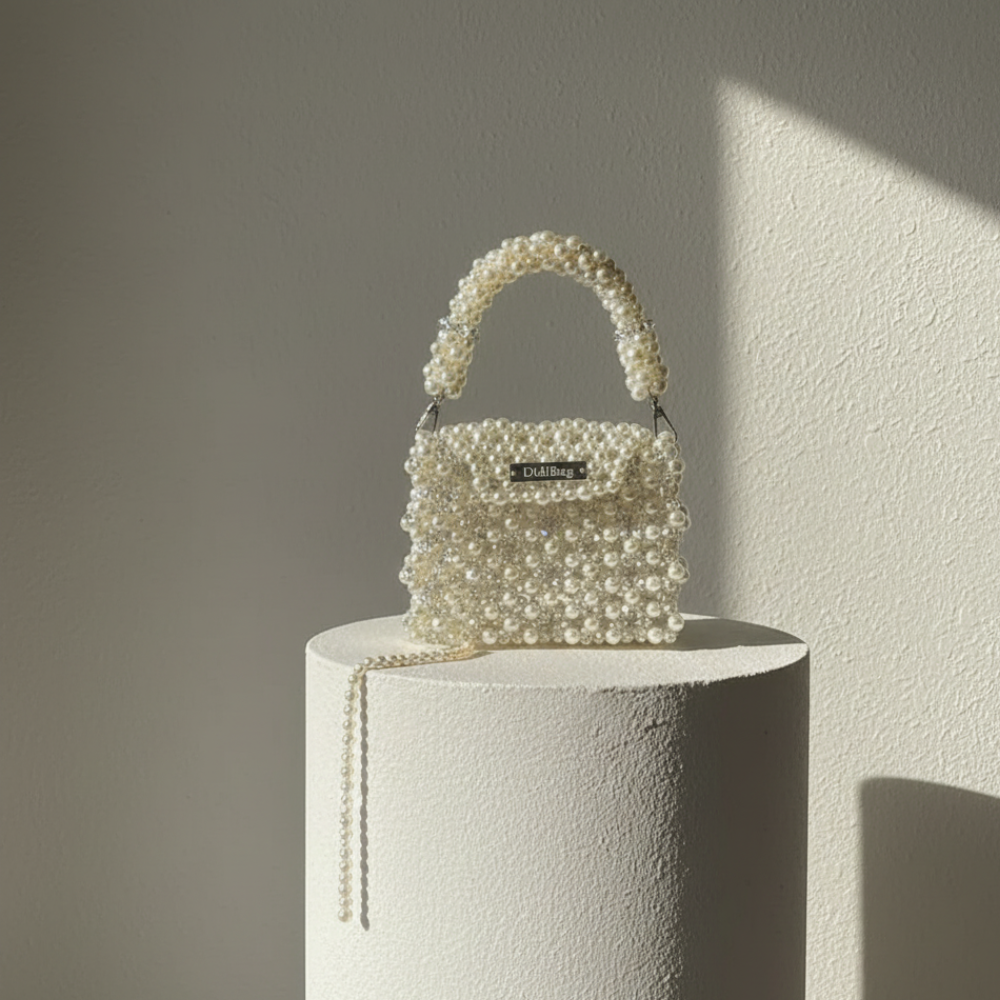 Royal Pearl Crystal Beaded Luxury Handbag - Image 3