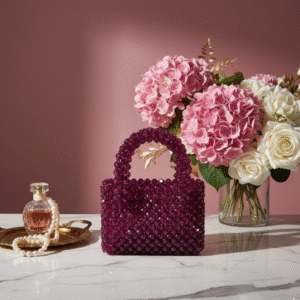 Wine Beaded Mini Handbag