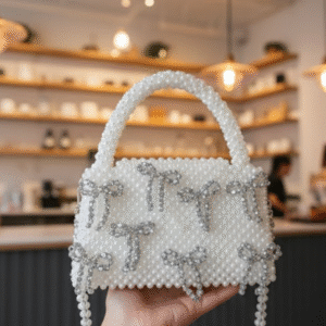 Luxury Crystal Logo Beaded Handbag