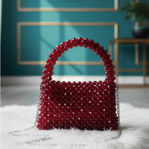 Ruby Red Crystal Beaded Evening Handbag